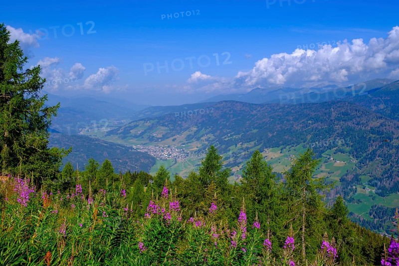 On the Helm, view of the Puster Valley, Sesto, Dolomites, Puster Valley, South Tyrol, Italy