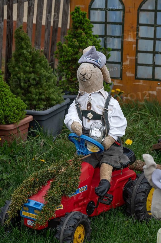 Easter bunny made by kindergarten children, Leinburg, Middle Franconia, Bavaria, Germany