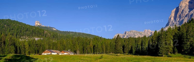 Peziè de Parù on the way to Passo Giau, Giau Pass, north side, behind Cinque Torri, Dolomites, Veneto, Italy