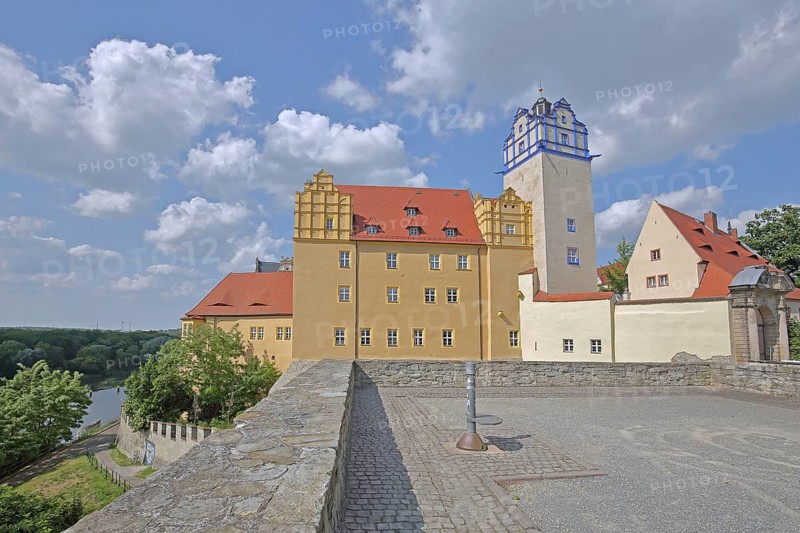Renaissance Castle and Blue Tower with Saale, Museum, Bernburg, Saxony-Anhalt, Germany