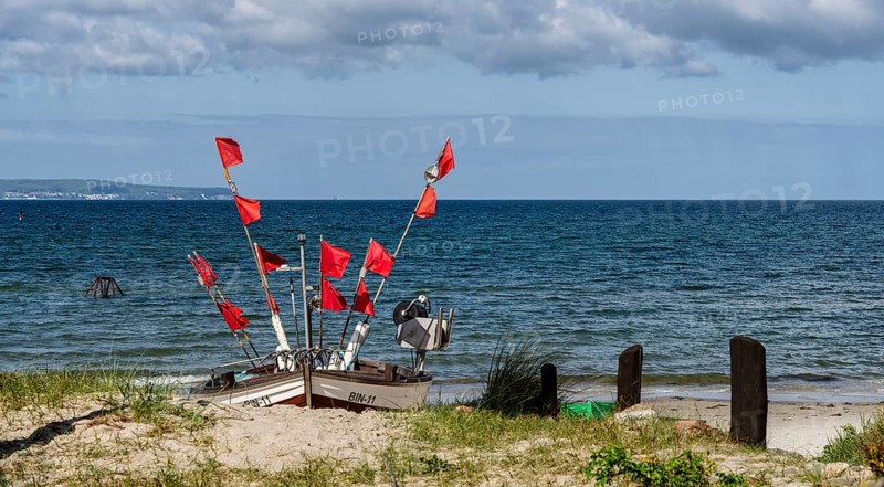 Wooden boats on the beach at Binz, Rügen, Mecklenburg-Western Pomerania, Germany