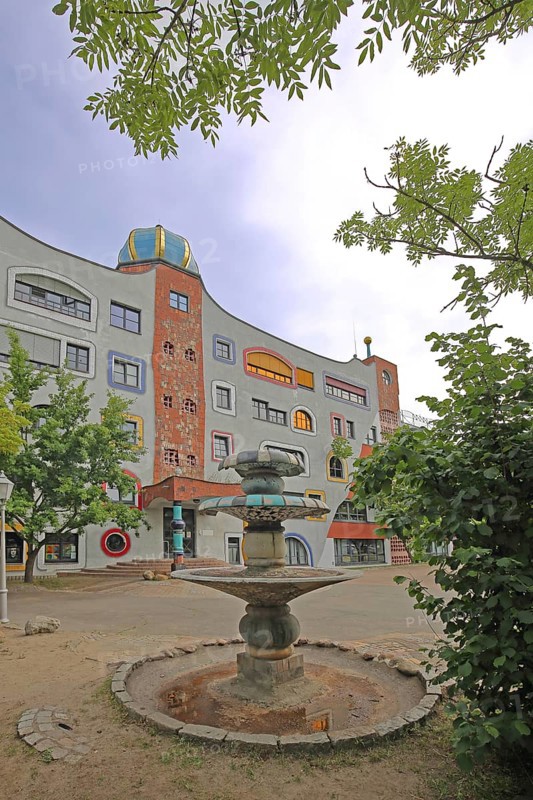 Luther-Melanchthon-Gymnasium, Hundertwasser School, Hundertwasser House, Luther city Wittenberg, Fläming, Saxony-Anhalt, Germany
