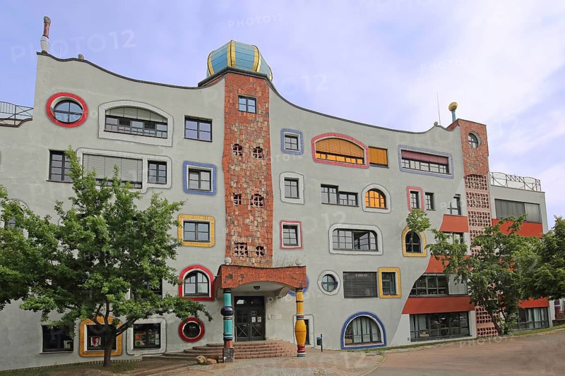 Luther-Melanchthon-Gymnasium, Hundertwasser School, Hundertwasser House, Luther city Wittenberg, Fläming, Saxony-Anhalt, Germany