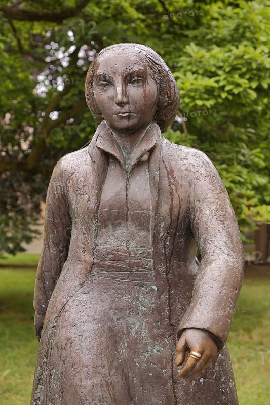 Monument to Katharina von Bora, woman of Martin Luther, sculpture, detail, Augusteum, Luther House, Luther city Wittenberg, Fläming, Saxony-Anhalt, Germany
