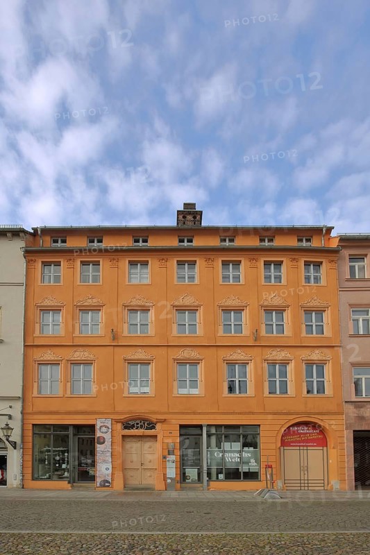 Historic Cranach-Hof, Cranachhof, Cranach-Höfe, market square, Luther city Wittenberg, Fläming, Saxony-Anhalt, Germany