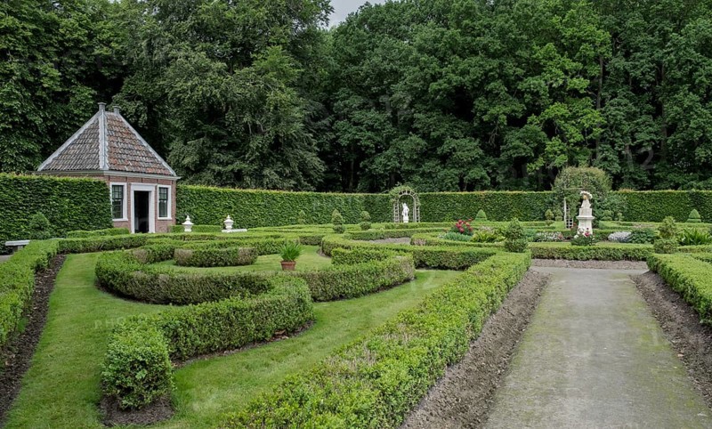 Garden of the Menkemaborg in Uithuizen, province of Groningen, Netherlands