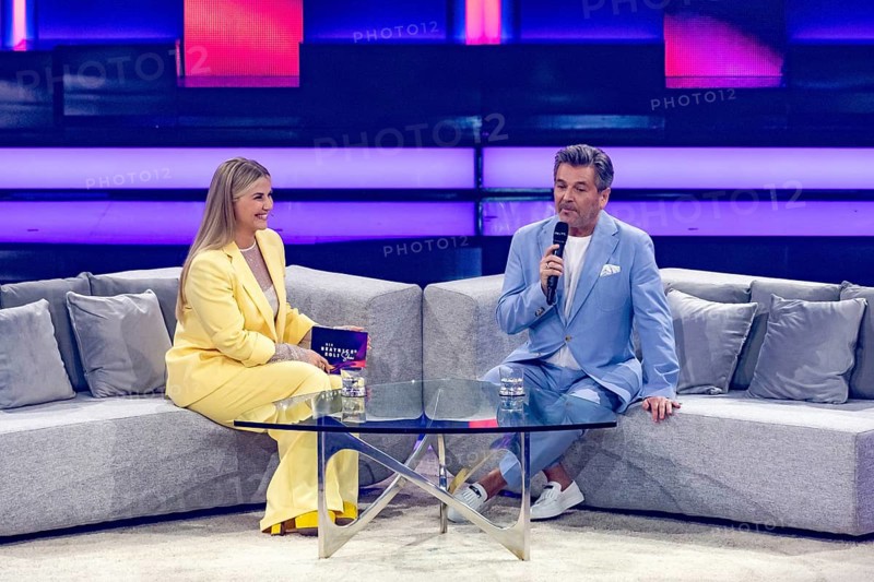 Beatrice Egli in conversation with Thomas Anders at the Beatrice Egli Show in Studio Berlin Adlershof on 08.04.2025. The broadcast will take place on Easter Saturday, 19 April 2025, 20:15, on Ersten