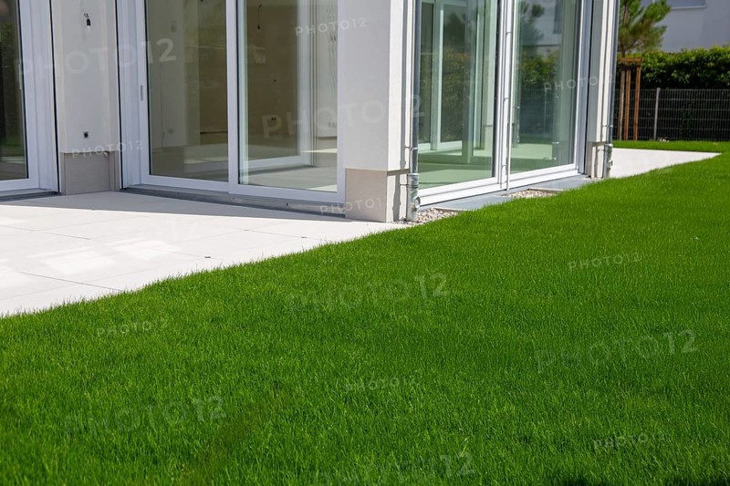 Newly laid turf on a new detached house