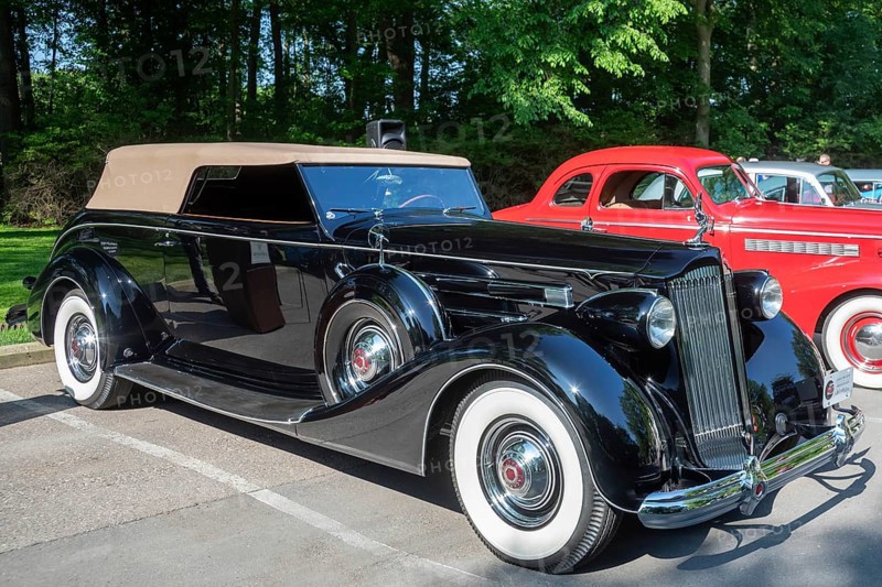 Grosse Pointe Shores, Michigan - The 1937 Packard Twelve 1508 Rollston convertible was on display for the media preview of the annual Eyes on Design auto show