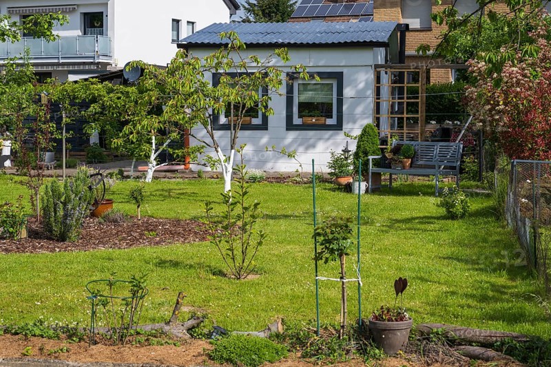 Garden house in allotment garden, allotment garden, spring, garden, Kamen, North Rhine-Westphalia, Germany