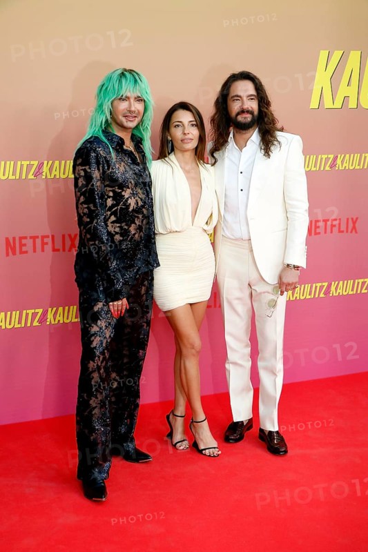 Bill Kaulitz, Sara Alviti and Tom Kaulitz at the special screening of Kaulitz & Kaulitz S2 at the Delphi Filmpalast in Berlin on 12 June 2025