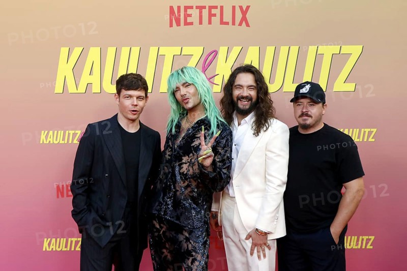 Georg Listing, Bill Kauliutz, Tom Kaulitz and Gustav shepherd (Tokio Hotel) at the special screening of Kaulitz & Kaulitz S2 at the Delphi Filmpalast in Berlin on 12 June 2025