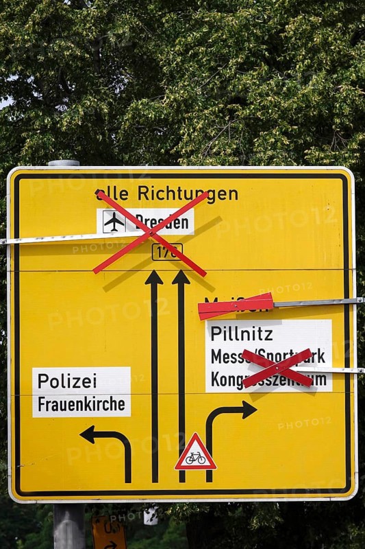 Closure due to partially collapsed Carola Bridge Dresden, Saxony, Germany