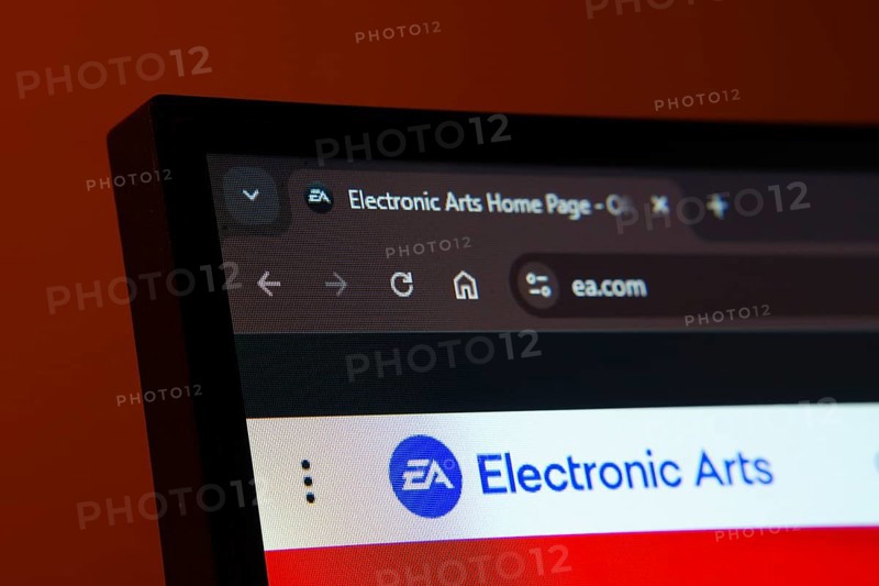 Dhaka, Bangladesh- 02 June 2025: Close-up of a computer screen displaying the Electronic Arts web interface in dark mode