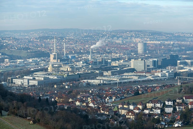 View of Daimler headquarters, Untertürkheim plant, Stuttgart, Baden-Württemberg, Germany