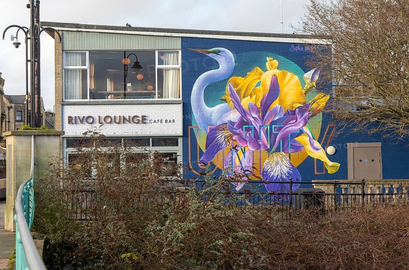 Mural painting UNITY by Sophie Mess, Rivo Lounge, Public Art Chippenham, Chippenham, Wiltshire, England, UK created autumn 2025