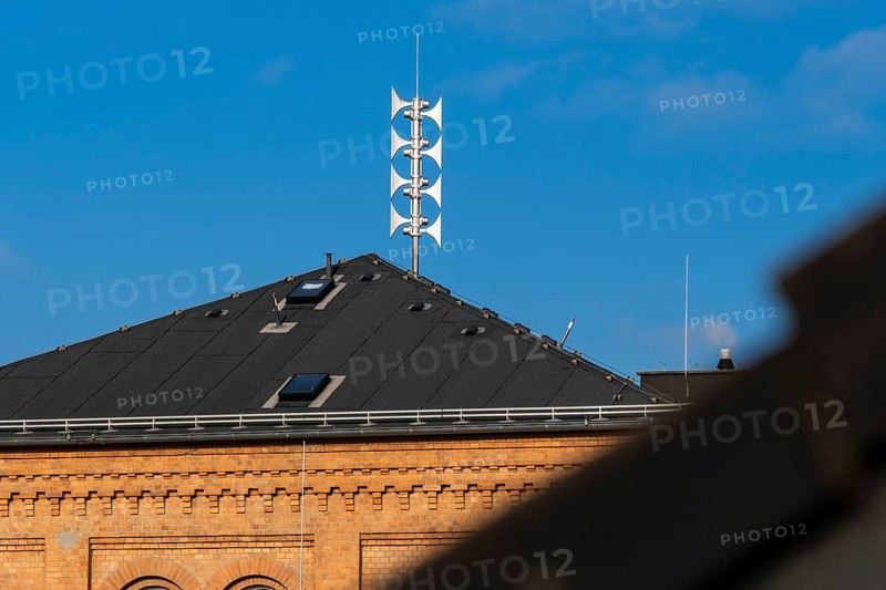 Sirens on the roof of a school building in Wuppertal, Germany