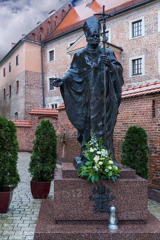 Statue of Pope John Paul II on Wawel Hill, Krakow, Poland