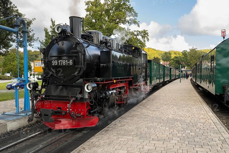 Historic Steam Railway, Rasender Roland Narrow Gauge Railway, Rügensche Bäderbahn, Sellin Ost Station, Baltic resort, Rügen Island, Mecklenburg-Western Pomerania, Germany