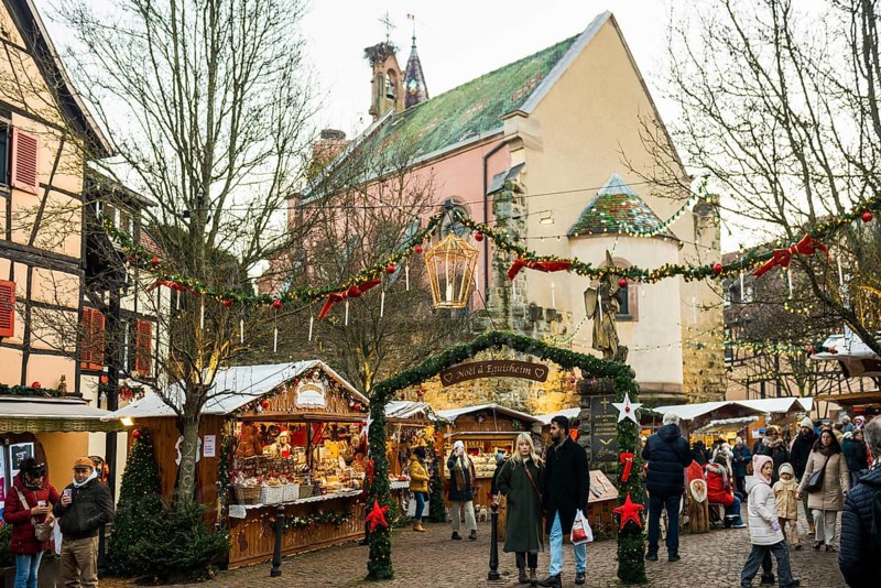 Christmas market, Eguisheim, Haut-Rhin, Grand Est Region, Alsace, France