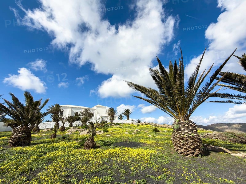 Ermita de las Nieves chapel on the hiking trail from Peñas del Chache to Caltea de Famara, Caleta de Famara, Lanzarote, Canary Islands, Spain