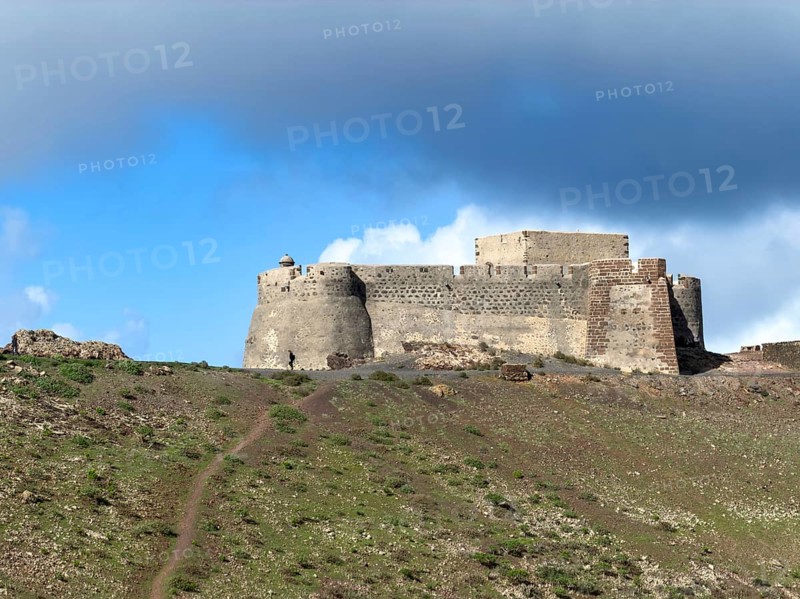 Castillo de Santa Barbara against a blue sky, Tequise, Lanzarote, Canary Islands, Spain