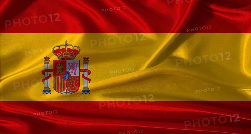 National flag of Spain with cloth texture. Spain flag with realistic texture background