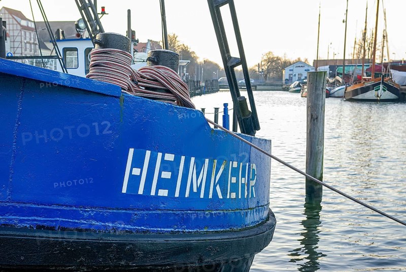 The HEIMKEHR piling boat, built in 1901, is now moored in the museum port of the Hanseatic City of Greifswald, Mecklenburg-Western Pomerania, Germany