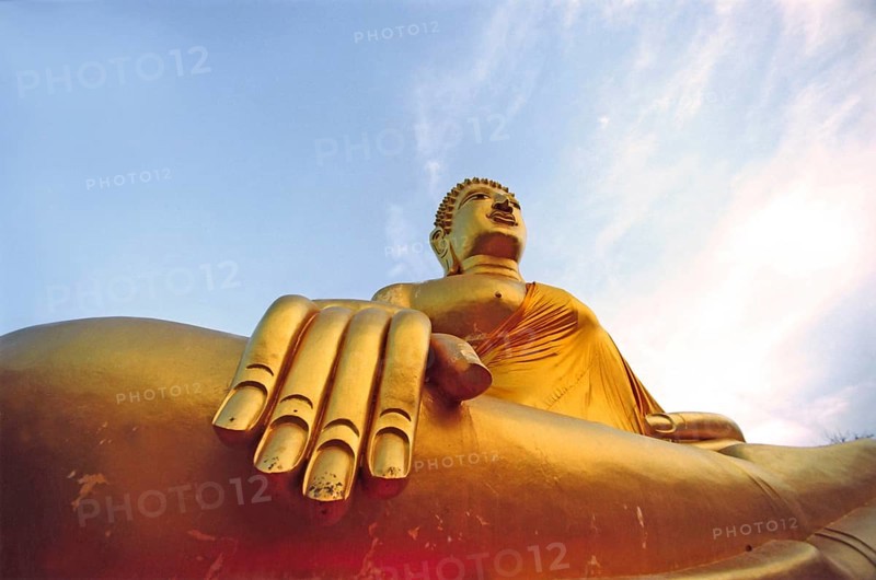 The huge, seated golden Buddha in Pattaya. Wat Phra Yai temple, Chonburi province. Buddha, Buddhism, religion, Koh Samui, Thailand, Southeast Asia