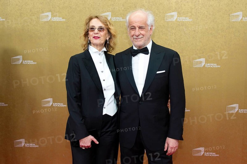 Toni Servillo with woman Manuela Lamanna, EUROPEAN FILM AWARDS Berlin 2026, photo call at the House of World Cultures, Berlin, 17.01.2026
