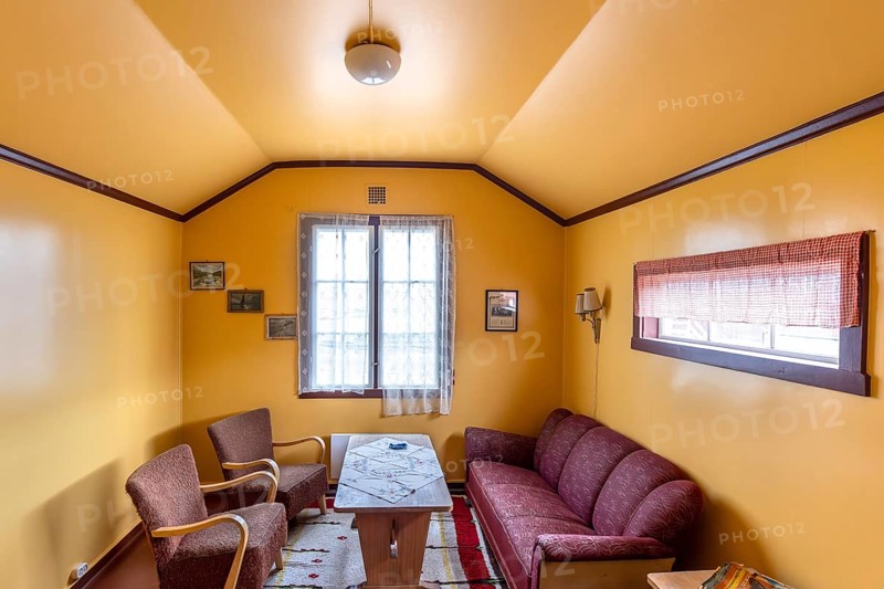 1963 interior of the Green House museum, original småhus from 1918 at Ny-Alesund, Oscar II Land, Svalbard, Spitsbergen, Norway