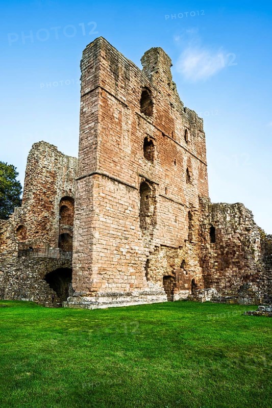 Ruins of Norham Castle and River Tweed, Norham, Northumberland, England, United Kingdom