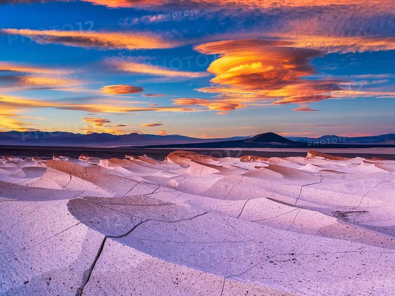 Campo Piedra Pómez, spectacular cloud formations at sunset, El Peñón, La Puna, Catamarca Province, Argentina, South America