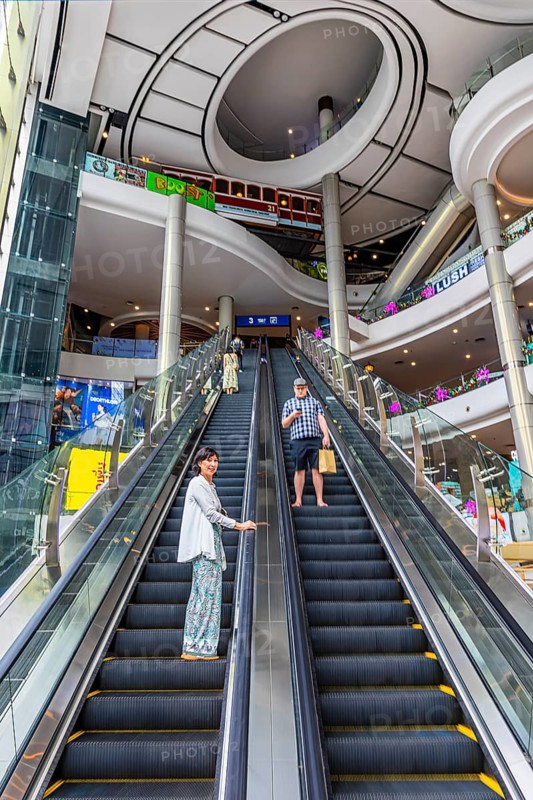 Themed shopping mall, Thailand's longest escalator, luxury stores, Terminal 21, Bangkok, Thailand's metropolis, Thailand