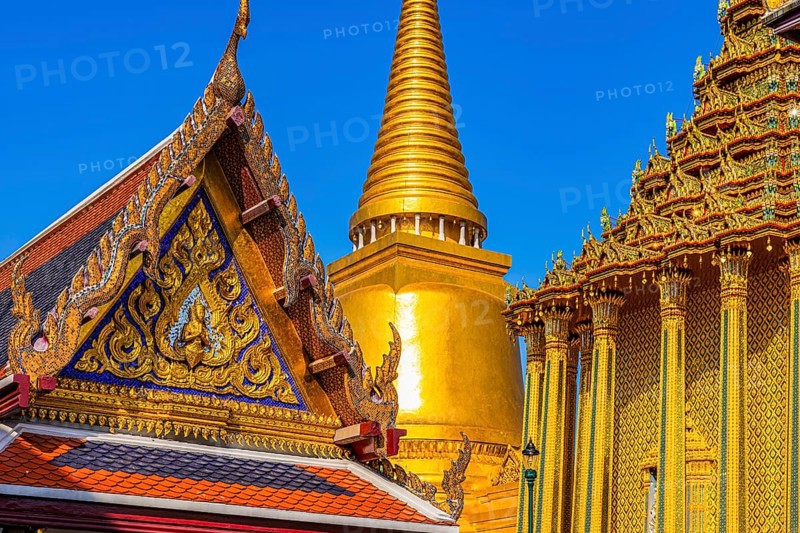 The Grand Royal Palace, Wat Phra Kaeo Buddhist Temple, the Golden Chedi, Phra Nakhon, Bangkok, Thailand's Metropolis, Thailand