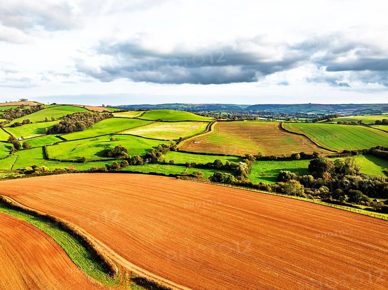 Colours of Devon Farms and Fields over Paignton and Berry Pomeroy from a drone, Totnes, England, United Kingdom
