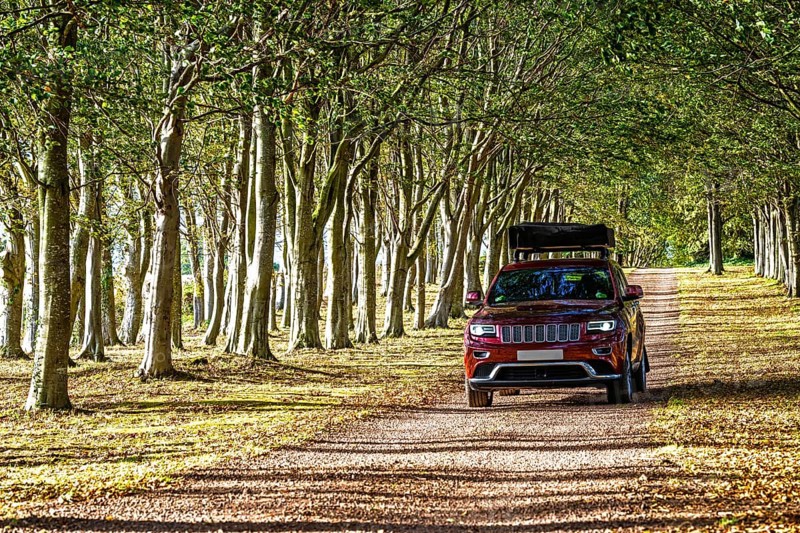4x4 car trip with roof tent on the Scottish wilderness, Scotland, United Kingdom