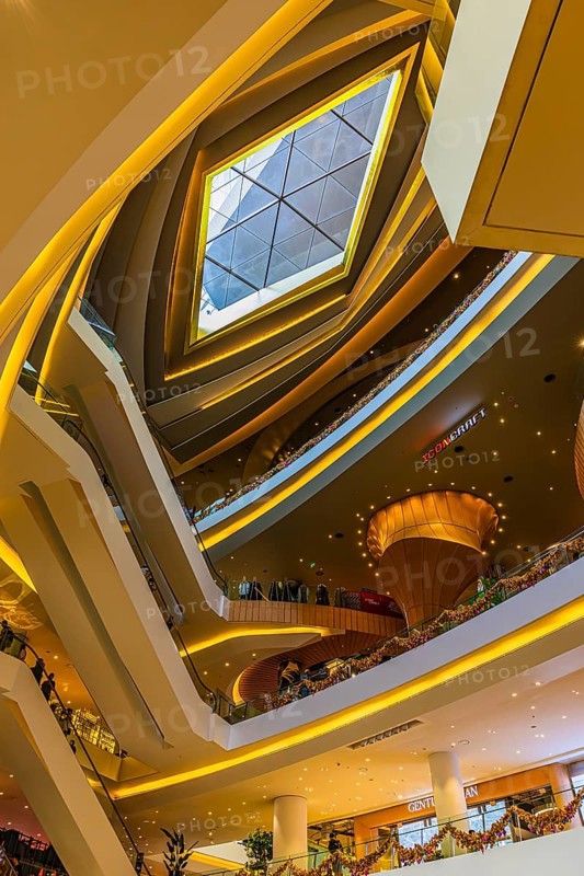 Skylight and various floors connected by escalators in Iconsiam Shopping Center, Bangkok, Thailand's metropolis, Thailand