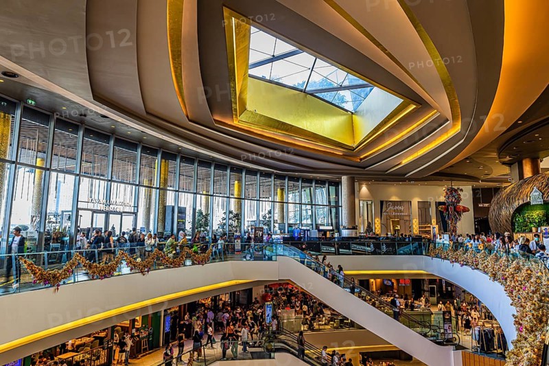 Skylight and various floors connected by escalators in Iconsiam Shopping Center, Bangkok, Thailand's metropolis, Thailand