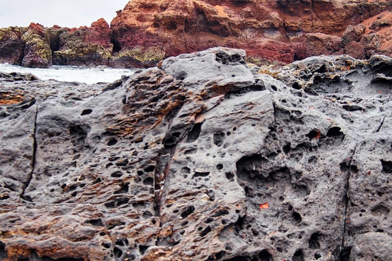 Rock formation with a distinctive rough surface and earthy colors, El Golfo Lanzarote