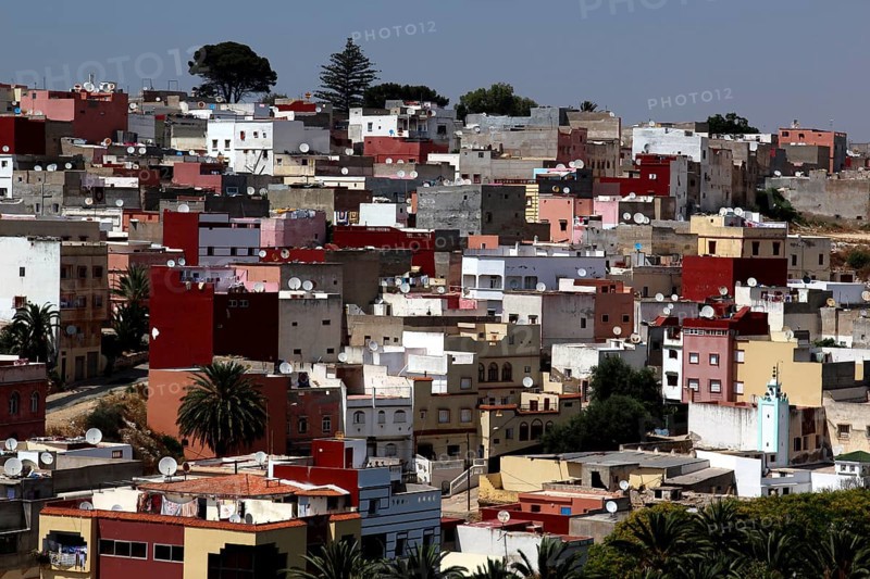Colourful houses in a dense urban environment in Safi, Morocco, Safi, Marrakesh-Safi, Morocco