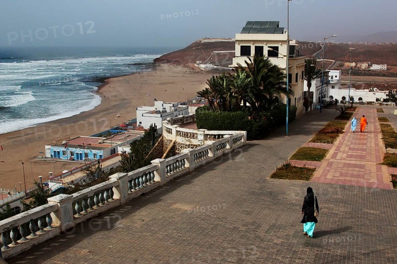 Coastal view from the promenade of the old town of Sidi Ifni, Sidi Ifni, Souss-Massa, Morocco