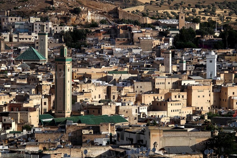 View from the south of the Kairouine mosque within Fez, Fez, Fez el Bali, Morocco
