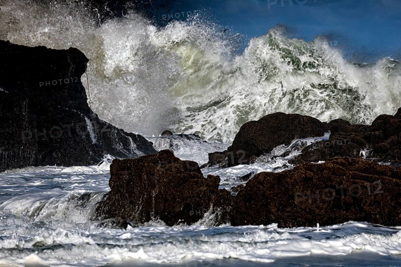 Heavy surf on the coast of Piha Beach with big waves, Piha Beach, region, New Zealand
