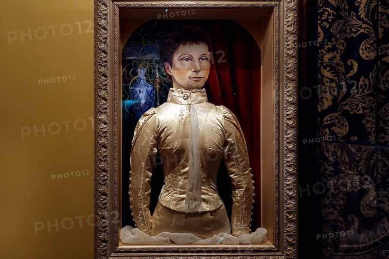 Opulent interior view of Larnach Castle with antique sculpture in a noble frame, Otago Peninsula, New Zealand