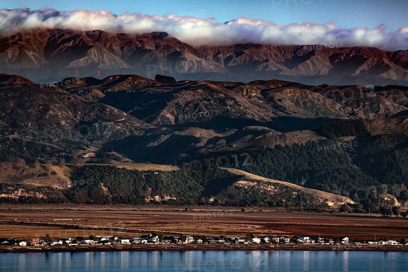 View of Bluff Hill on mountain landscape under cloudy sky, Napier, Hawke's Bay, New Zealand