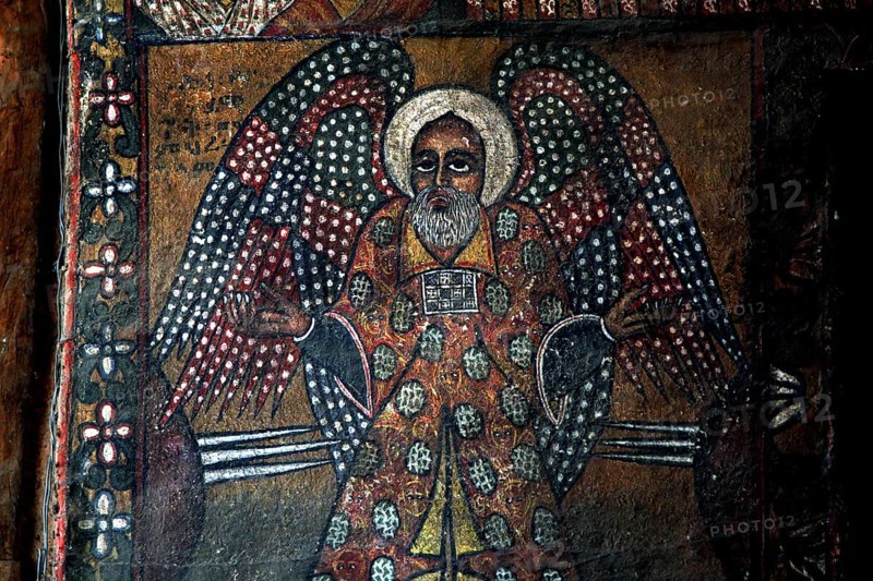 Wall painting in Debre Berhan Selassie depicting an angel with spread wings