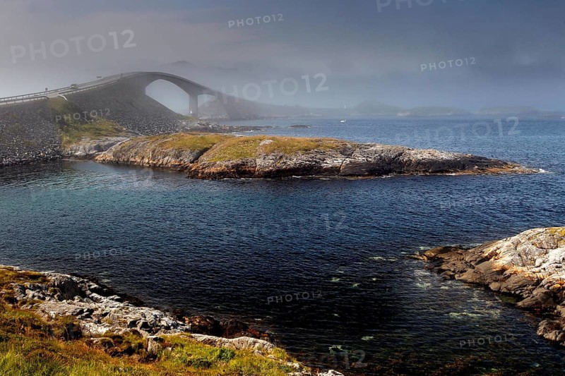Storseisund Bridge stretches elegantly across the sea at the Atlantic Strait, Atlanterhavsveien, Norway