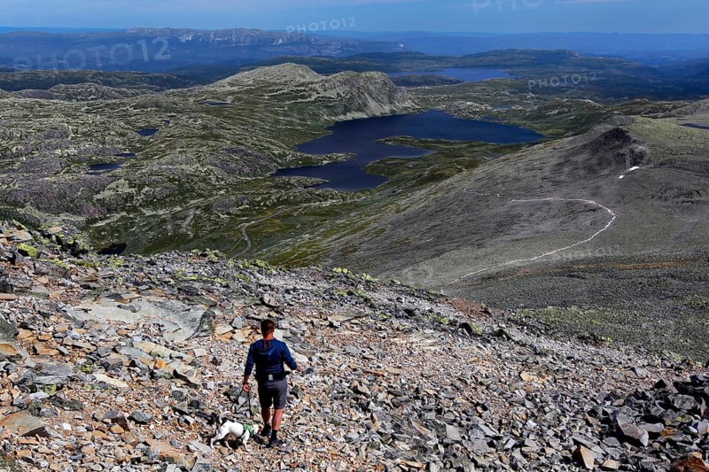 Extensive views from Gaustatoppen peaks, trails and valleys in natural surroundings, zero