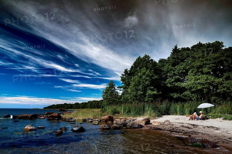 Tranquil coastal scene with wooded hinterland on Juminda Peninsula, Juminda, Kiiu, Aabla, Estonia